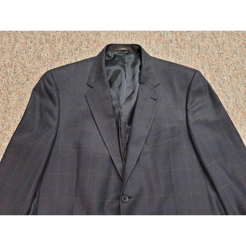 Joseph Abboud Blazer Mens 44R Grey Silk‎ Wool Windowpane Sport Coat Nordstrom